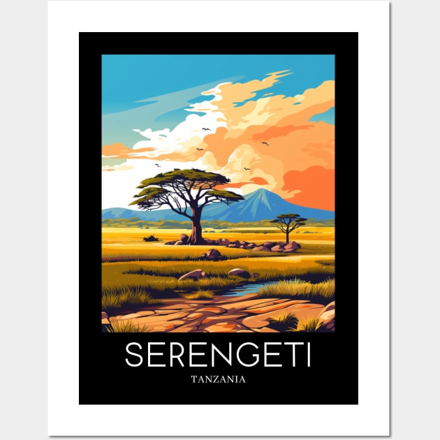 A Pop Art Travel Print of the Serengeti National Park - Tanzania Wall Art by Studio Red Koala